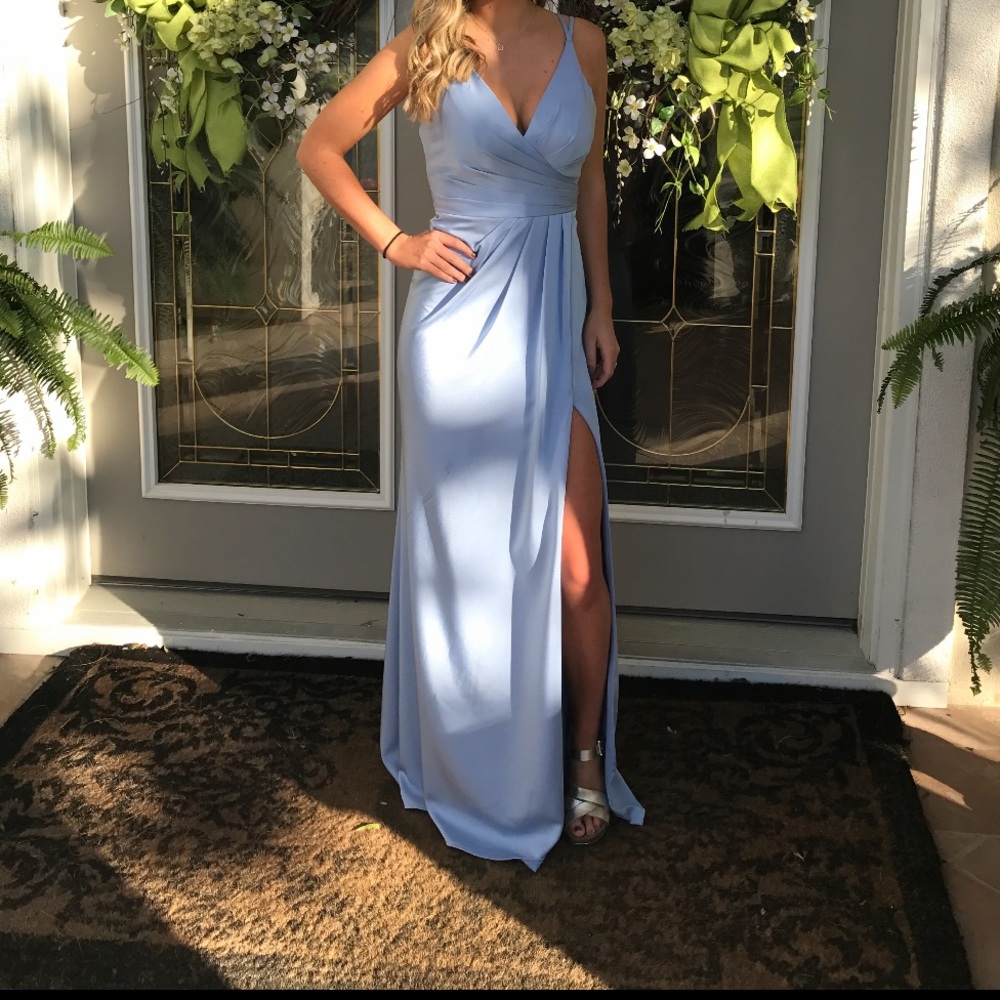Faviana long v neck formal dress